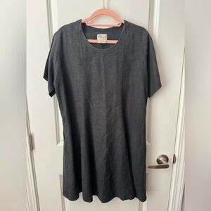 FLAX Black Linen Pullover Dress